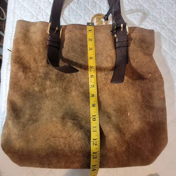 Michael Kors Brown Soft Suede Leather Shoulder Tote Bucketbag Adjustable Straps - Picture 10 of 13